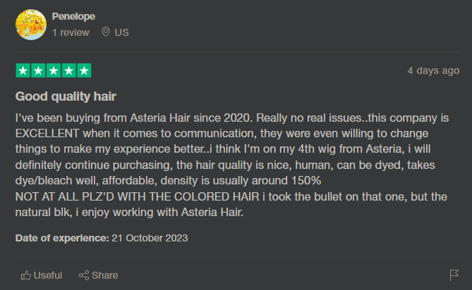Asteria Hair customer review